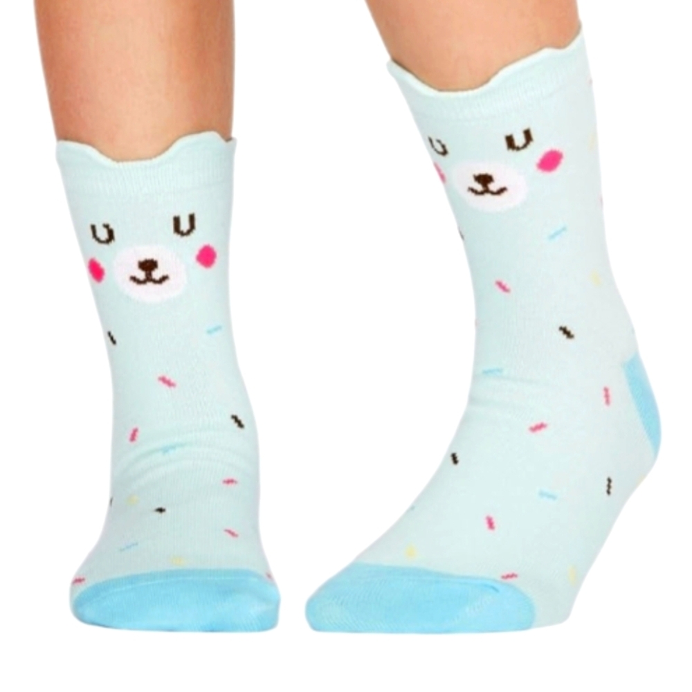 Sock It To Me Barely Sprinkled Bear Design With Sprinkles Novelty Crew Socks